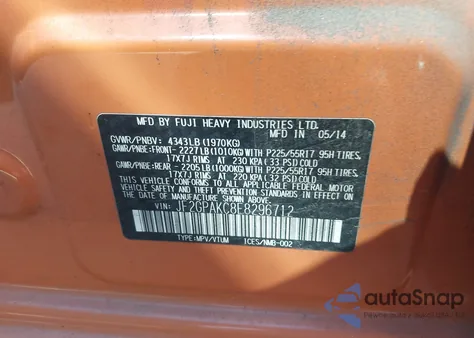 2014 Subaru Xv Crosstrek 2.0I Limited z USA, uszkodzony, nr VIN JF2GPAKC8E8296712